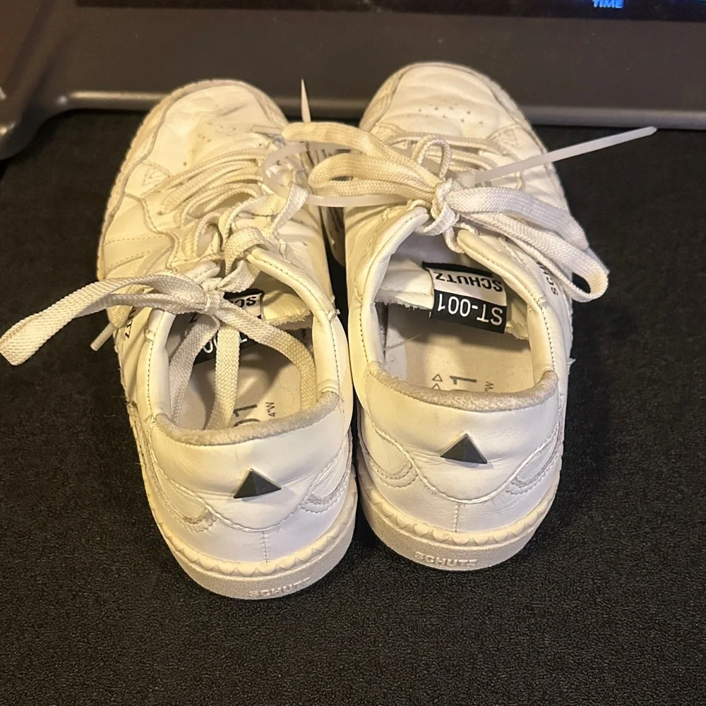 Schutz White Leather Sneakers with Laces - Picture 3 of 3